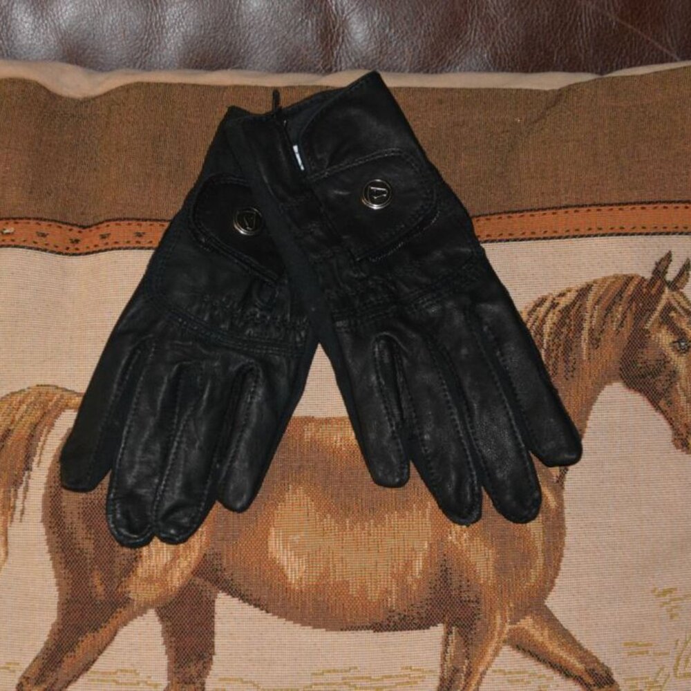 Women's SSG Black Leather Riding Gloves Size 6 Like New